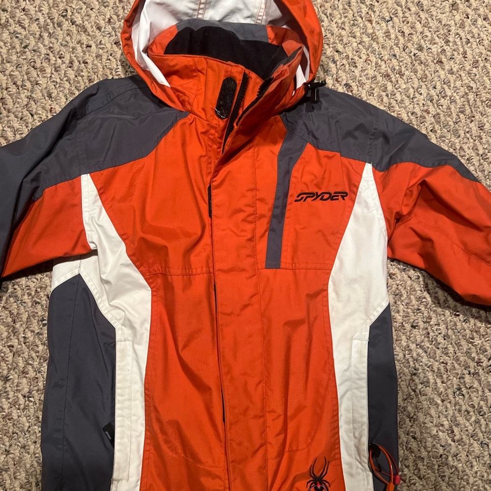 Spyder Kids Orange, White, and Gray Raincoat